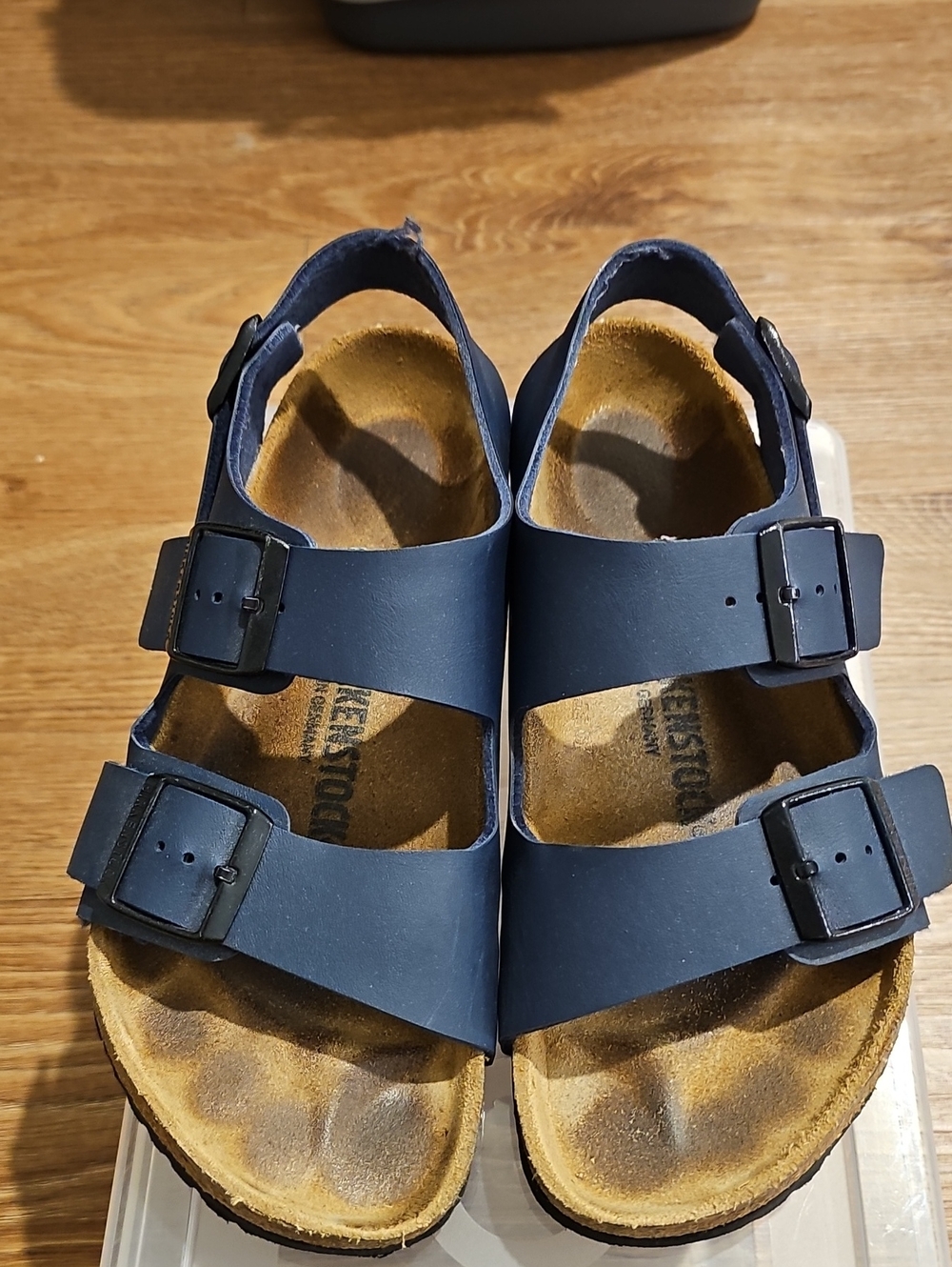 Women's Navy Double-Buckle Comfort Sandals
